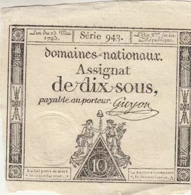 Francia 10 Sous - Women with Liberty cap on pole - 23-05-1793 - Sign. Guyon - S�rie 943