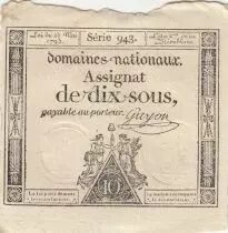 Francia 10 Sous - Women with Liberty cap on pole - 23-05-1793 - Sign. Guyon - S&eacute;rie 943