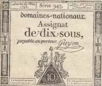 Francia 10 Sous - Women with Liberty cap on pole - 23-05-1793 - Sign. Guyon - S&eacute;rie 943
