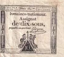 Francia 10 Sous - Women with Liberty cap on pole (04-01-1792)  - Sign. Guyon - S&eacute;rie 1841 - P.64