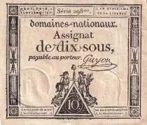 Francia 10 Sous - Women with Liberty cap on pole (04-01-1792)  - Sign. Guyon - S&eacute;rie 298 - P.64