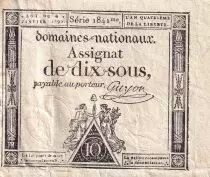 Francia 10 Sous - Women with Liberty cap on pole (04-01-1792) - Sign. Guyon - Serial 1841 - P.64