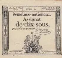 Francia 10 Sous - Women with Liberty cap on pole (23-05-1793)  - Sign. Guyon - First serial