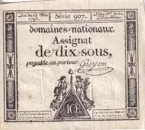 Francia 10 Sous - Women with Liberty cap on pole (23-05-1793)  - Sign. Guyon - Serial 907 - L.165