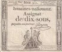 Francia 10 Sous - Women with Liberty cap on pole (23-05-1793)  - Sign. Guyon - Serial 952 - L.165
