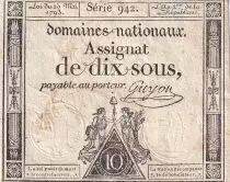 Francia 10 Sous - Women with Liberty cap on pole (23-05-1793)  - Sign. Guyon - Serial 952 - L.165