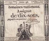 Francia 10 Sous - Women with Liberty cap on pole (23-05-1793)  - Sign. Guyon - Serial 96 - L.165
