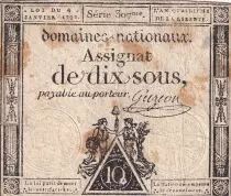 Francia 10 Sous - Women with Liberty cap on pole (24-10-1792) - Sign. Guyon - Serial 307 - P.64