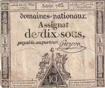 Francia 10 Sous - Women with Liberty cap on pole (24-10-1792) - Sign. Guyon - Varieties serials - P.64