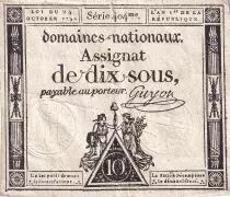 Francia 10 Sous-  Women with Liberty cap on pole (24-10-1792) - VF - Sign. Guyon