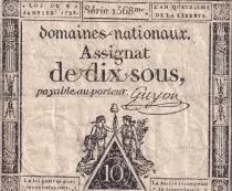 Francia 10 Sous Women (04-01-1792) - Sign. Guyon - Serial 1356