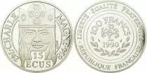 Francia 100 Francs  - 15 Ecus - Silver  Charlemagne - 1990