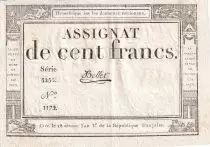 Francia 100 Francs - 18 Nivose An III - (07.01.1795) - Sign. Bellet - Serial 5255 - P.78
