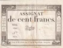 Francia 100 Francs - 18 Nivose An III - (07.01.1795) - Sign. De Caen - Serial 1703 - P.78