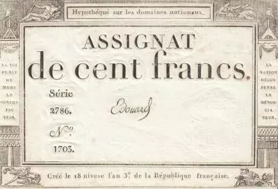 Francia 100 Francs - 18 Nivose An III - (07.01.1795) - Sign. Edouard- Serial 2786