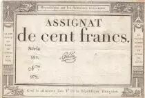 Francia 100 Francs - 18 Nivose An III - (07.01.1795) - Sign. Gibier - P.A.78 - Serial 591