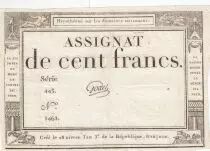 Francia 100 Francs - 18 Nivose An III - (07.01.1795) - Sign. Godet - P.A.78 - Serial 443