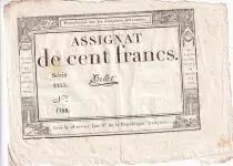 Francia 100 Francs - 18 Nivose An III - (07.01.1795) - Sign. Lassia - Serial  84