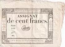 Francia 100 Francs - 18 Nivose An III - (07.01.1795) - Sign. Lassia - Serial  84
