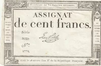 Francia 100 Francs - 18 Nivose An III - (07.01.1795) - Sign. Le Noble - Serial 2632