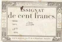 Francia 100 Francs - 18 Nivose An III - (07.01.1795) - Sign. Saxy - Serial 1071