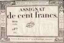 Francia 100 Francs - 18 Nivose An III - (07.01.1795) - Sign. Tuet  - Serial 1526 - P.78