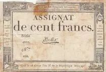 Francia 100 francs - 18 Nivose An III - 1794 - F+ - Sign. Bellet - Serial 4692