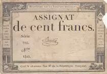 Francia 100 francs - 18 Nivose An III - 1794 - Sign. Bouly - Serial 916