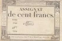 Francia 100 francs - 18 Nivose An III - 1794 - Sign. Mane - Serial 3748