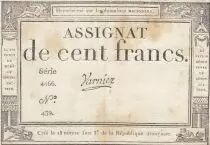 Francia 100 francs - 18 Nivose An III - 1794 - Sign. Varnier - Serial 4466