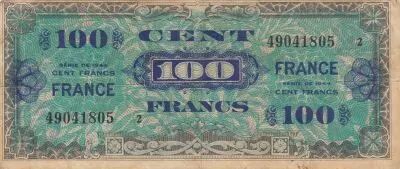 Francia 100 Francs - Allied Military Currency - 1944 - Serial 2