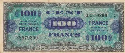 Francia 100 Francs - Allied Military Currency - 1944 - Serial Small 2 - Num 38579200