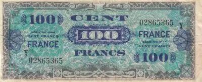 Francia 100 Francs - Allied Military Currency - 1944 - Serial X