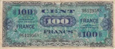 Francia 100 Francs - Allied Military Currency - 1945 - Serial 5