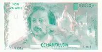 Francia 100 Francs - Balzac 1980 - Proof recto with watermark - Serial L.011 -  Echantillon - UNC