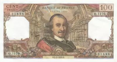 Francia 100 Francs - Corneille -  02-03-1978 - Serial O.1170