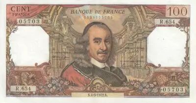 Francia 100 Francs - Corneille -  04-05-1972 - Serial R.654