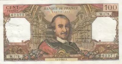 Francia 100 Francs - Corneille - 01-07-1971 - Serial W.579
