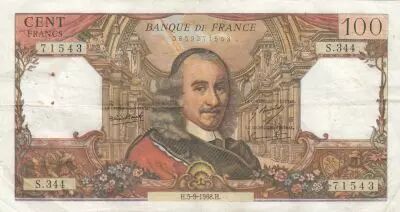 Francia 100 Francs - Corneille - 02-01-1969 - Serial N.377