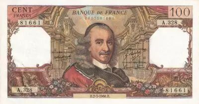 Francia 100 Francs - Corneille - 02-05-1968 - Serial A.328 - P.149