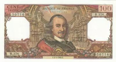 Francia 100 Francs - Corneille - 02-05-1968 - Serial R.326