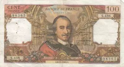 Francia 100 Francs - Corneille - 06-11-1969 - Serial S.438