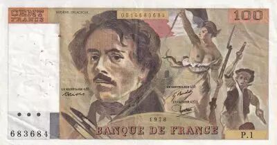 Francia 100 Francs - Delacroix - 1978 - Serial L.1 - P.154