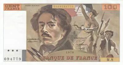 Francia 100 Francs - Delacroix - 1978 - Serial M.8 - Small watermark