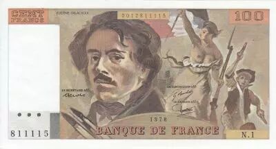 Francia 100 Francs - Delacroix - 1978 - Serial N.1