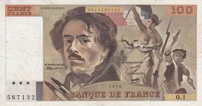 Francia 100 Francs - Delacroix - 1978 - Serial O.1 - P.154