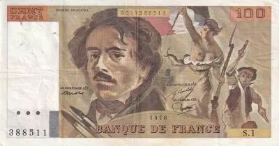 Francia 100 Francs - Delacroix - 1978 - Serial S.1 - P.154