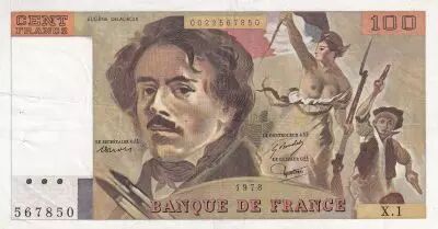 Francia 100 Francs - Delacroix - 1978 - Serial X.1 - P.154