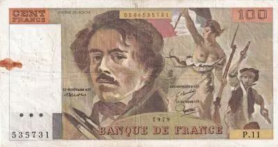 Francia 100 Francs - Delacroix - 1979 - Serial P.11