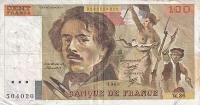 Francia 100 Francs - Delacroix - 1980 - Serial W.36 - P.154